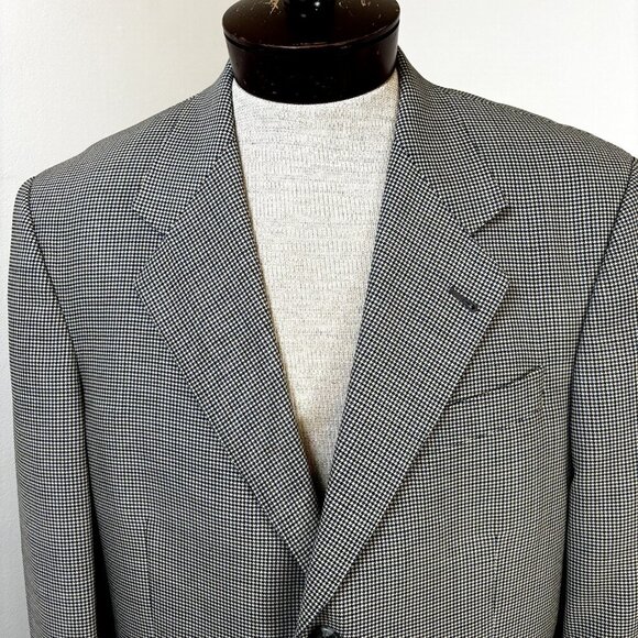 Jack Victor Handmake Men's Sport Coat Blazer‎ 46L Houndstooth Wool Suit Jacket - Picture 2 of 12
